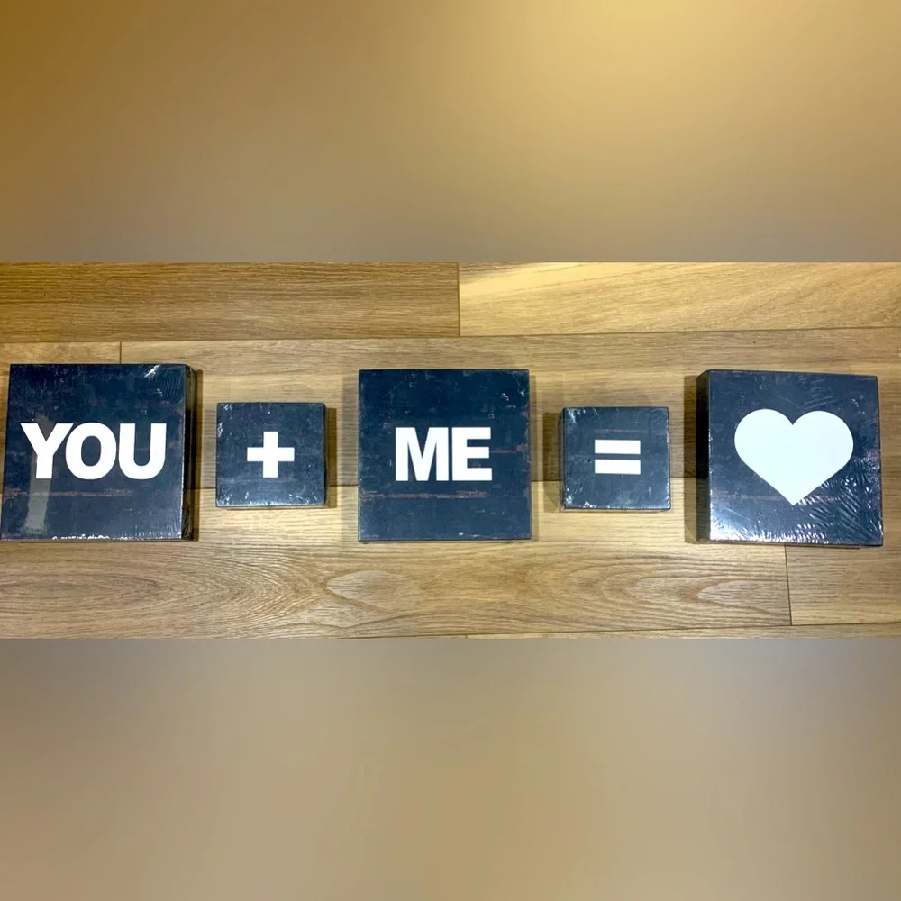 You and Me equal heart decor sign.‎ Black and White. NEW